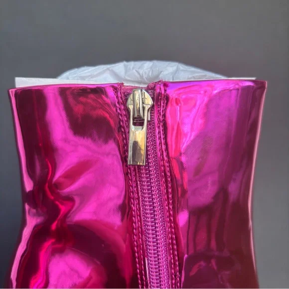 The Drop Metallic Hot Pink Y2K Ankle Boots Size 7 - Picture 5 of 11